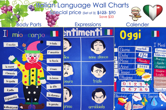 Italian Language - Fabric Wall Charts - 3 Set