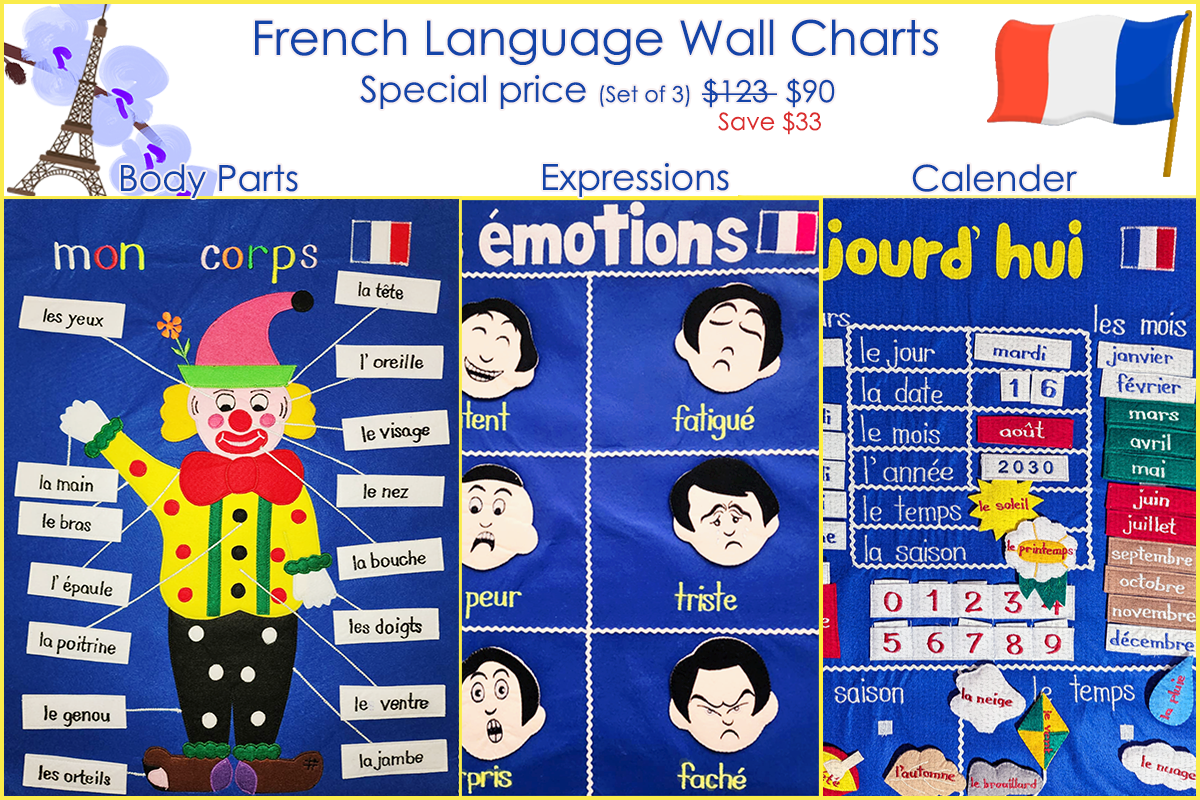 French Language Wall Charts - 3 Set