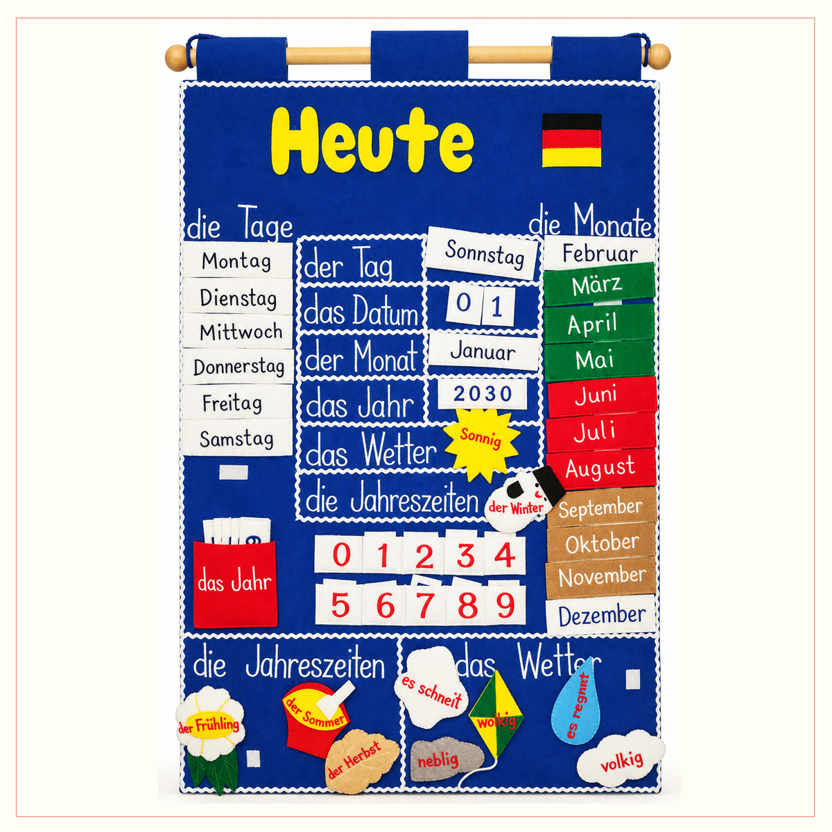 German Language - Calendar - Fabric Wall Chart