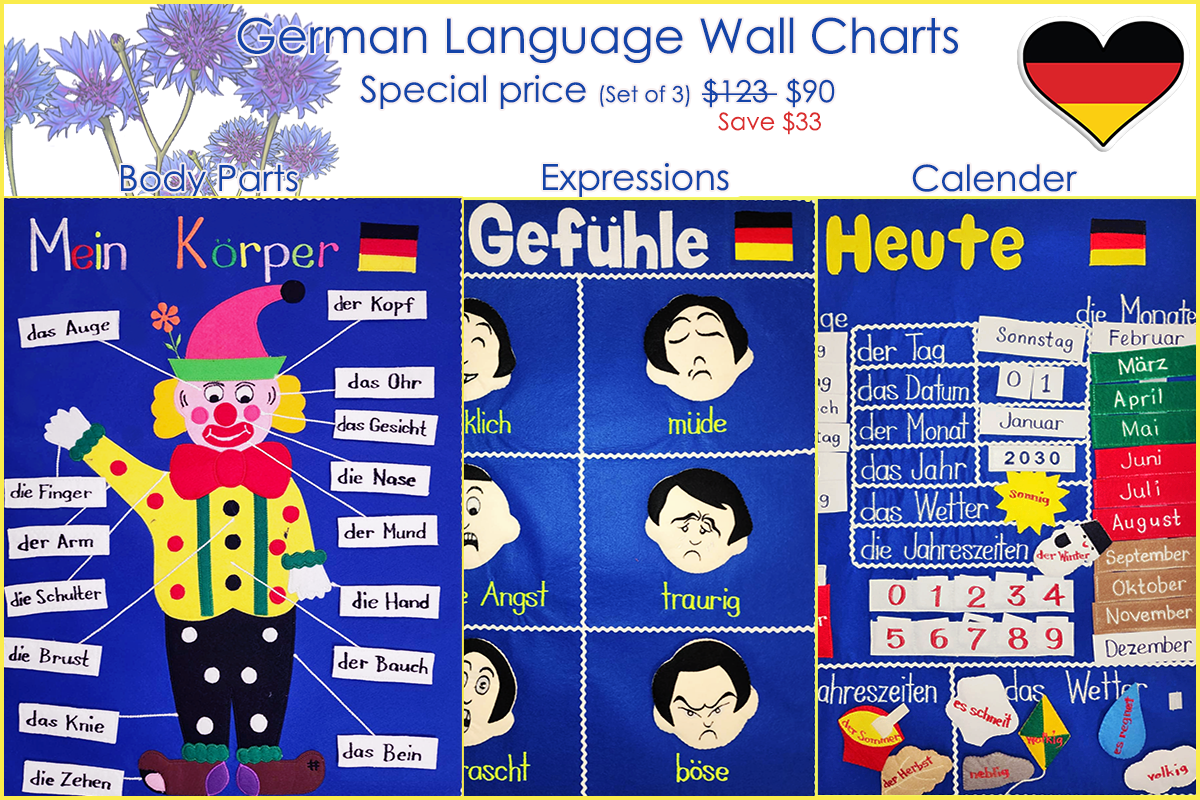 German Language Wall Charts - 3 Set