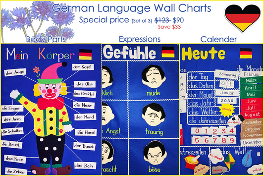 German Language - Fabric Wall Charts - 3 Set