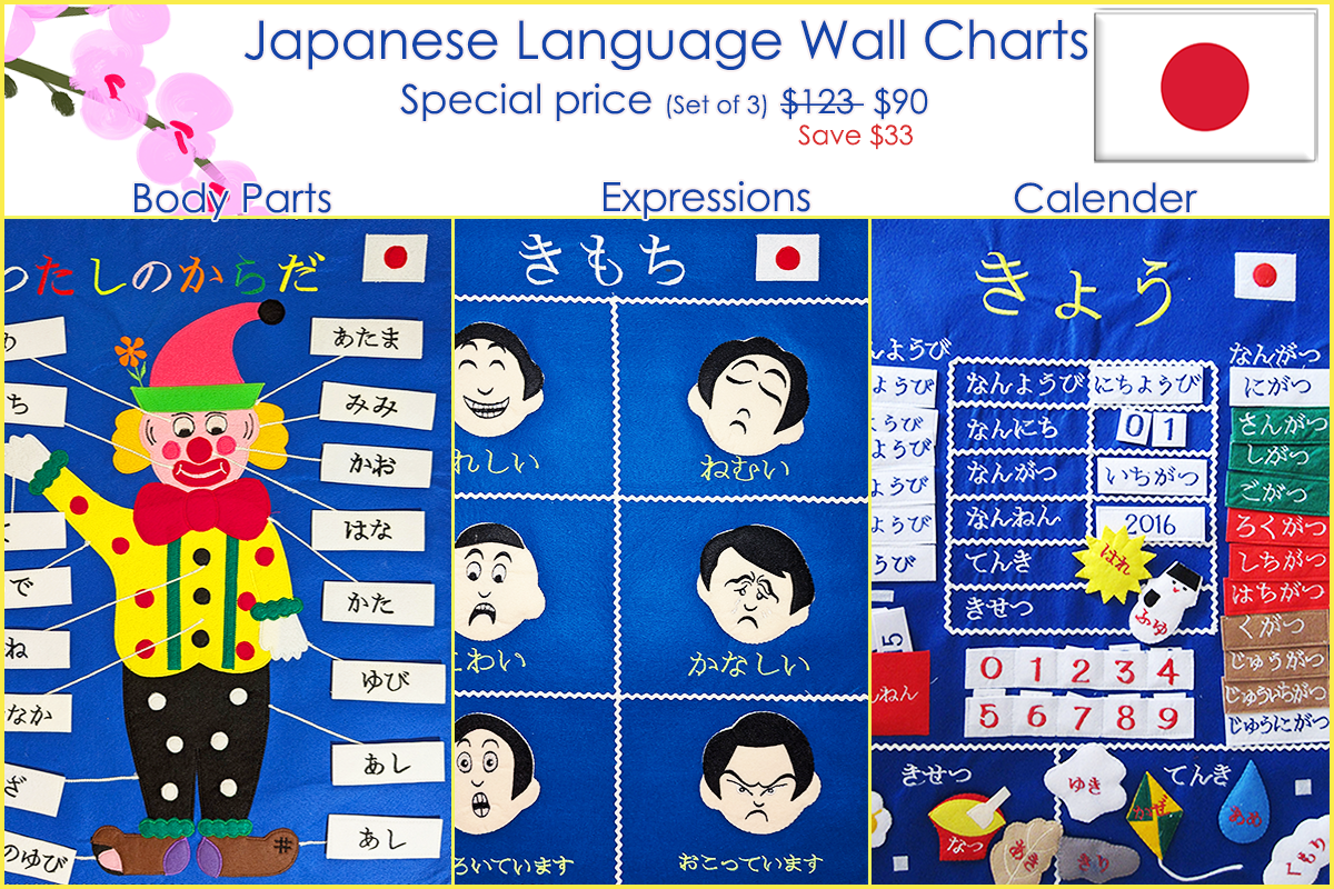 Japanese Language Wall Charts - 3 Set