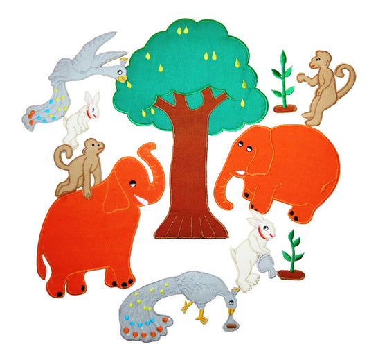 The Four Friends - Felt Board Story - A Folk Story from Bhutan - Friendship and Cooperation.