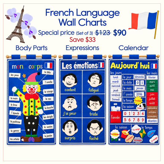 French Language - Fabric Wall Charts - 3 Set