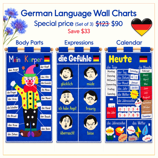 German Language - Fabric Wall Charts - 3 Set