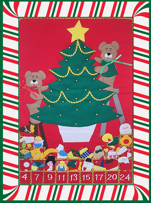 Teddy Bear Christmas Tree/Advent Calender Fabric Wall Chart